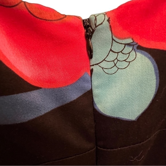 NINE WEST Black Floral Graphic A-Line Party Dress, Sundress, Size 6 - Picture 9 of 16